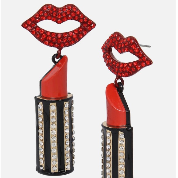 Betsey Johnson Jewelry - Betsey Johnson GOING ALL OUT LIPSTICK DROP EARRINGS RED Valentine's Day Red Lips